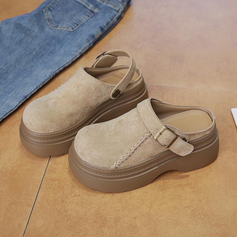 Thick-soled Shoes, Women's Headscarves, Half-slippers, Height-increasing Shoes,Adding Fleece