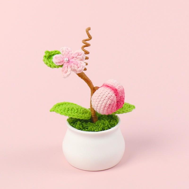 Hand-Knitted Wool Fake Flowers Set: Sunflower, Carnation, Tulip - Desktop Decor, Teacher/Student Gift, Everlasting Bouquet