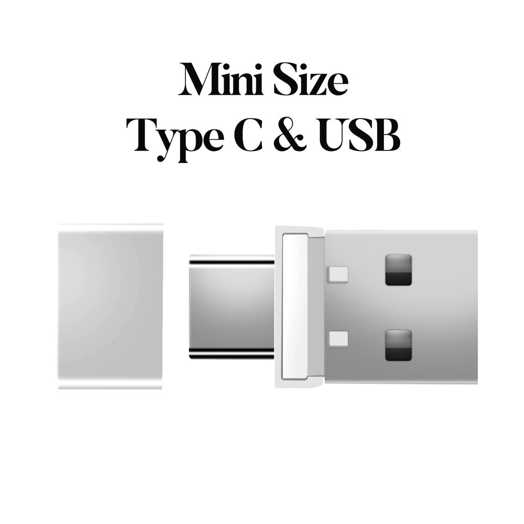 2 in 1 USB / Type-C Mouse Jiggler Portable Mini Mouse Mover, Driver-Free for Computers, Laptops