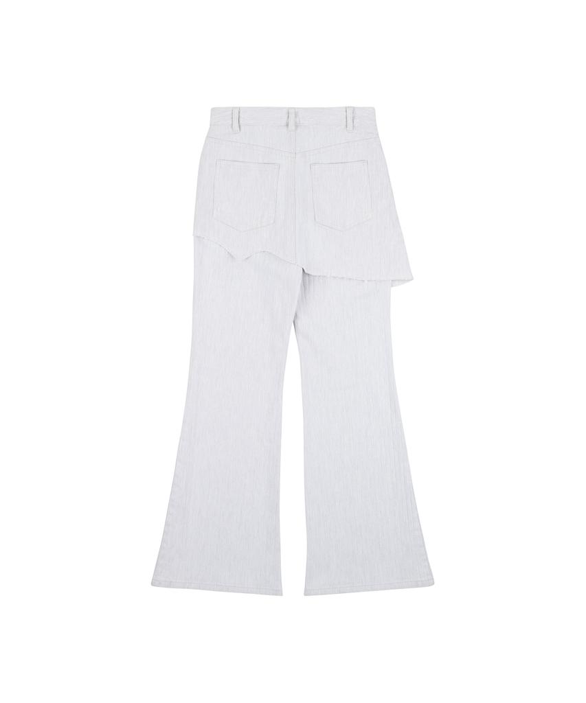 Pipeulobeudeowoldeu Herringbone Damaged Cut Skirt Pants_Wh