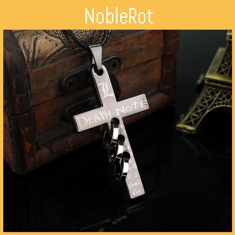Anime Death Note Necklace With Cross Pendant On Leather Cord For Fans And Gift