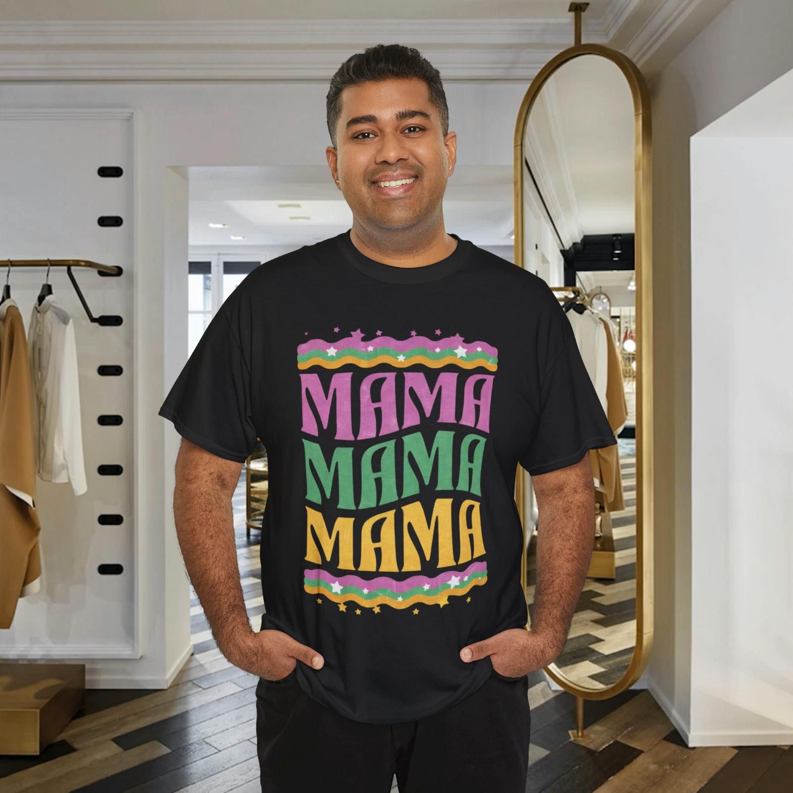 Mama Mama Mama Retro T-Shirt Vintage Groovy Colorful Graphic Tee L