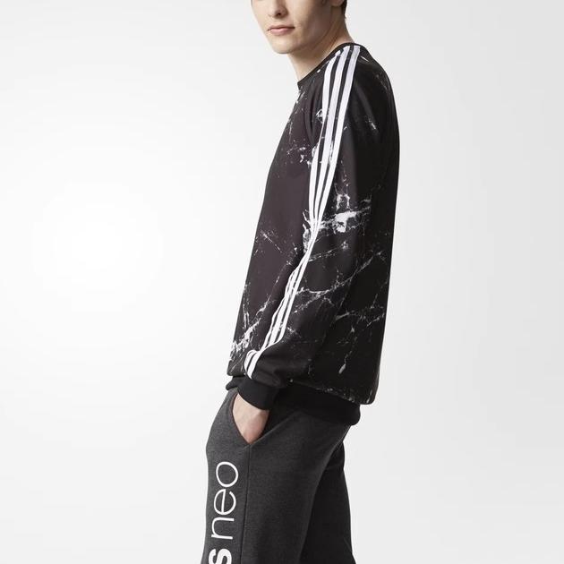 adidas Sports Casual Crew Neck Pullover Long Sleeve Sweatshirt Men Sweatshirt Black BQ6809