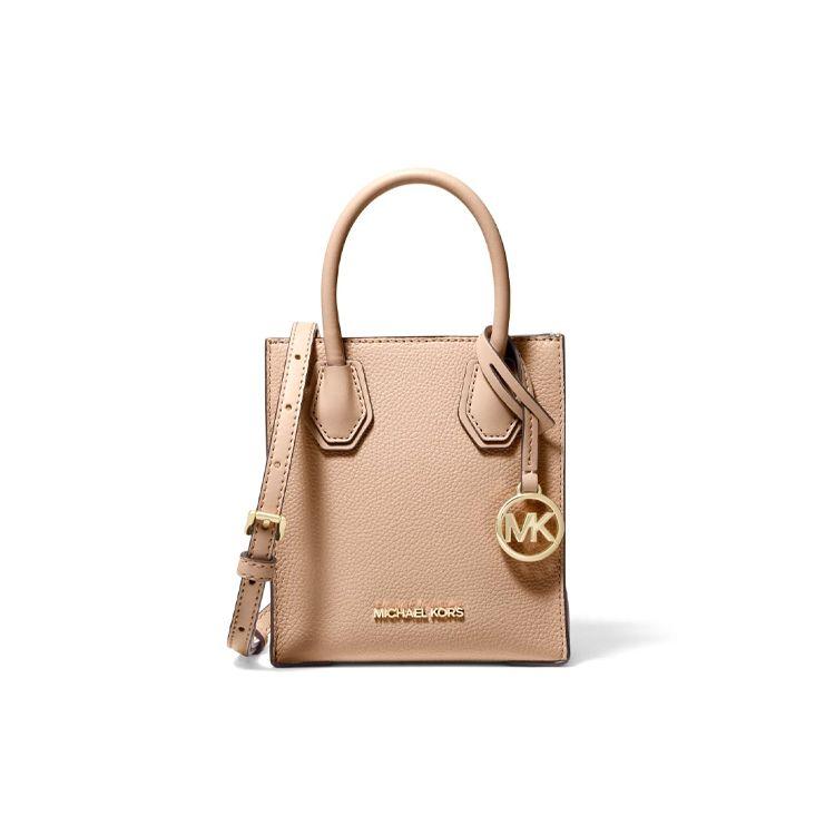 

Michael Kors MK Mercer Solid Color Letter Logo Leather Accordion Tote Crossbody Shoulder Mini Women bags Cream-Pink 35S1GM9T0L-BISQUE Basic Set (Bag+Dust Bag)