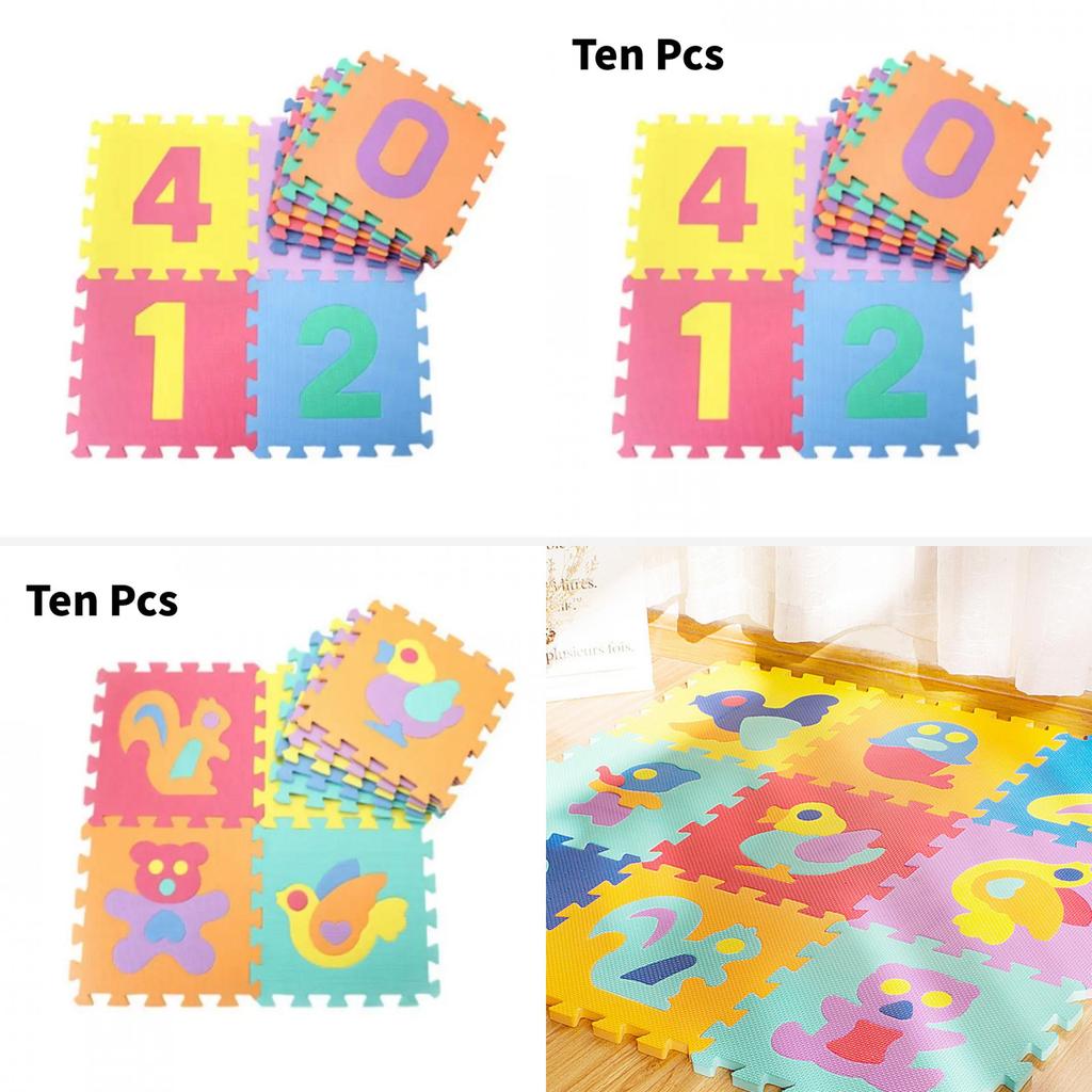 Foam Baby Crawling Mat With Cartoon Puzzle Blocks For Toddler Playroom