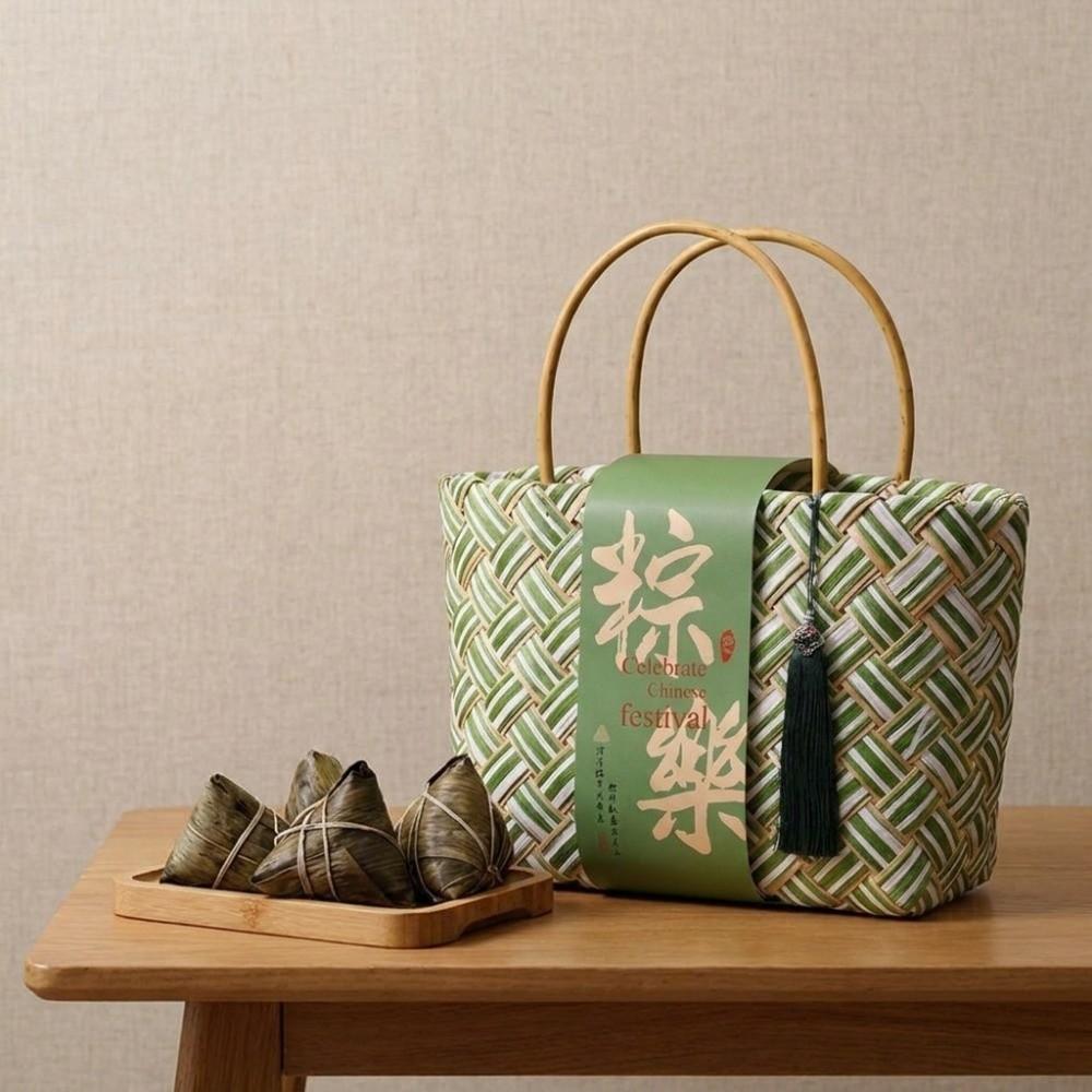 Bamboo Zongzi Packaging Box Chinese Style Eco-friendly Gift Packaging Handbag Handheld Shopping Bag Mid Autumn Festival