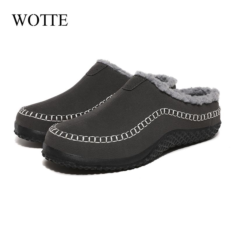 Men Cotton Slippers Winter Sneakers Comfortable Cold-Proof Casual Shoes Men Plush Warm Outdoor Walking Mans Footwear Big Size 48