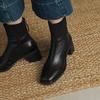 Krazing Pot Sheepskin Autumn Winter Shoes Thick Heels Size 42 Square Toe Zipper Knitwear Vintage Ankle Boots