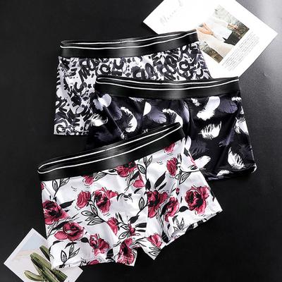 Boxer d'été fin taille moyenne avec ceinture élastique et imprimé lèvres, culotte respirante convexe en U, tenue quotidienne