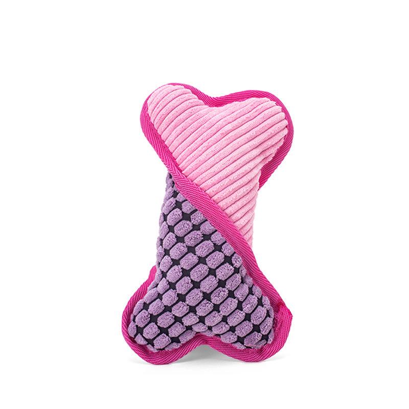 Bone-Style Teething-Resistant Plush Dog Toy with Corn Velvet Edging for Boredom Relief