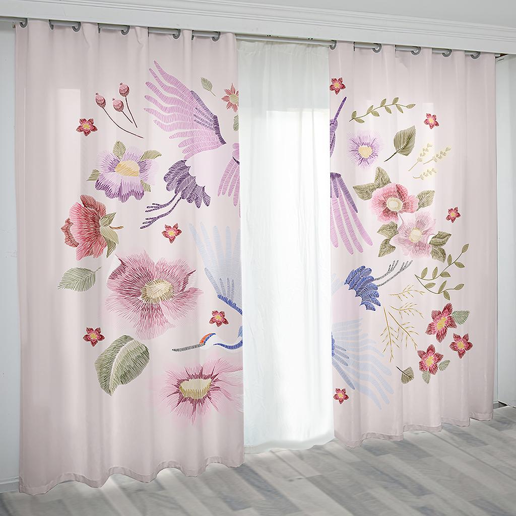 

2 шт. Тонкая занавеска с вышивкой цветочного узора для гостиной, спальни, кухни, Европа, оконный декор, декор для дома W50H60(CM)x2&Grommet Top