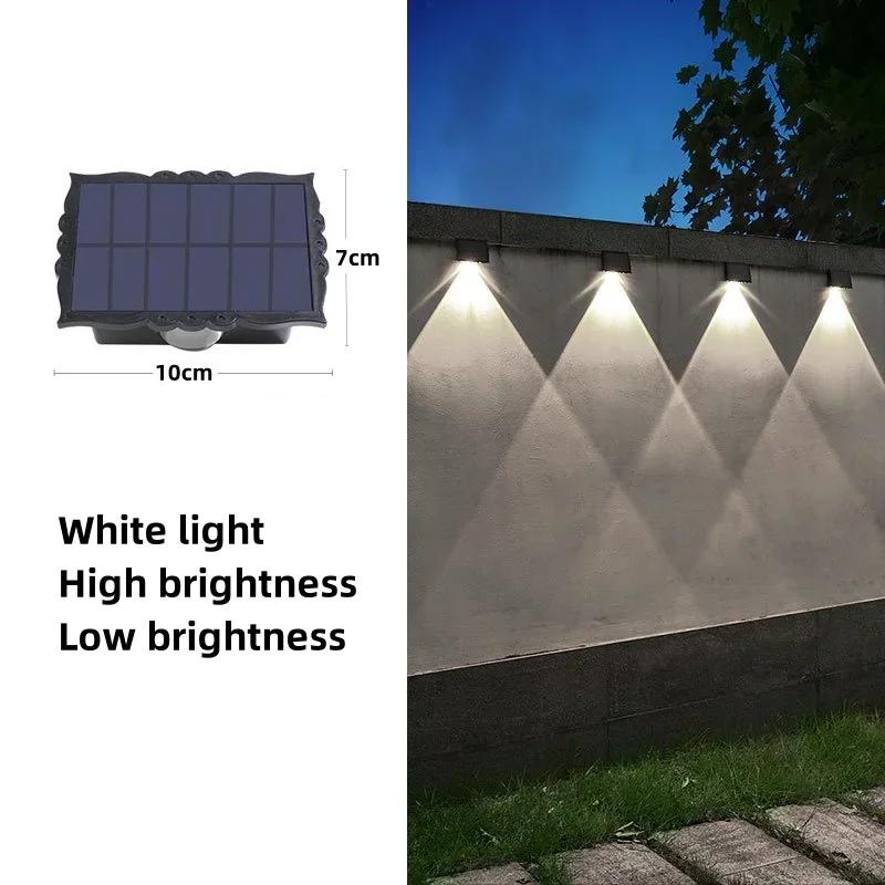 2 LED Solar Garden Lighting Outdoor Super Bright Villa Balcony Waterproof Solar Powered Lamp Courtyard Stairs Fence Wall Light