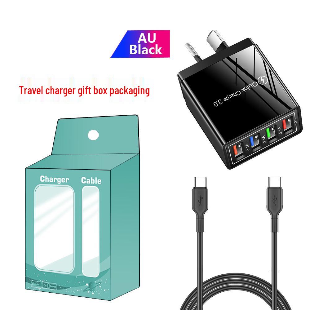 Colorful 4-Port USB Travel Charger 5V/2.4A Fast Charging Australian Standard