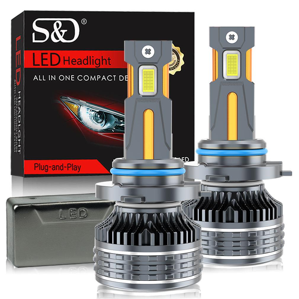 2ks 60000LM H7 LED H1 Canbus H4 H11 H8 9005 HB3 9006 HB4 9012 Hir2 Žárovky do automobilových světlometů CSP Čtyři měděné trubky 6500K Bílá Auto světlomet