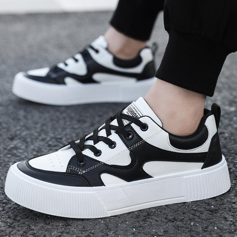 

New Men Casual Shoes Lace-up Thick Sole Board Shoes Male Leather Sneakers High Quality Anti-Slip Comfortable Walking Shoes 39-48 39