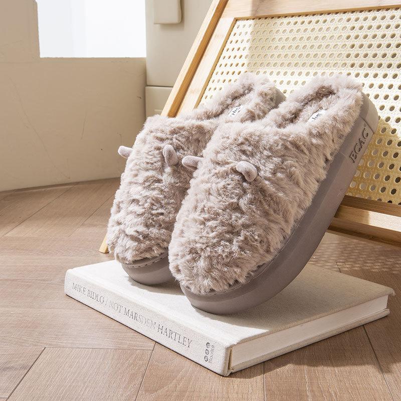 Silent Cotton Slippers Women's Autumn and Winter New Indoor Home Non-slip Warm Plush Slippers Men's Winter