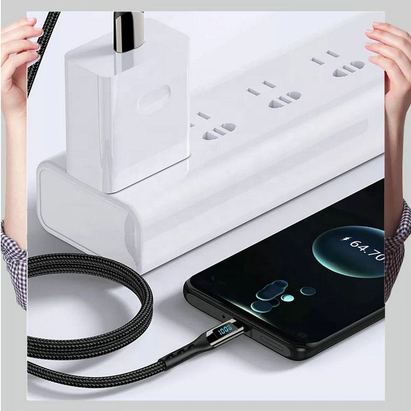 100W 5A PD Fast Charge USB C to USB C Display Cable Type C to USB-C Phone Charger Compatible Or For Macbook Xiaomi Samsung