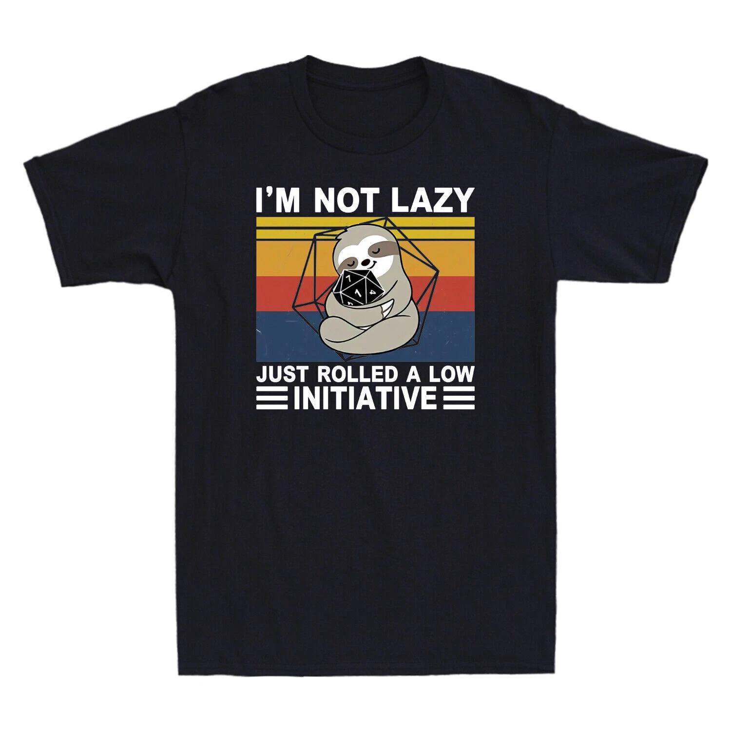 Sloth I m Not Lazy Just Rolled A Low Initiative Gamer Gift Vintage Men s T-Shirt XXXL