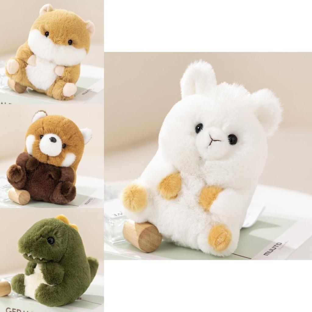 Adorable Animal Plush Toys Panda, Koala, Sloth, Hamster, Alpaca, Dinosaur, Short Plush Fabric, Pp Cotton Filling, Room Decor, Kids Gift