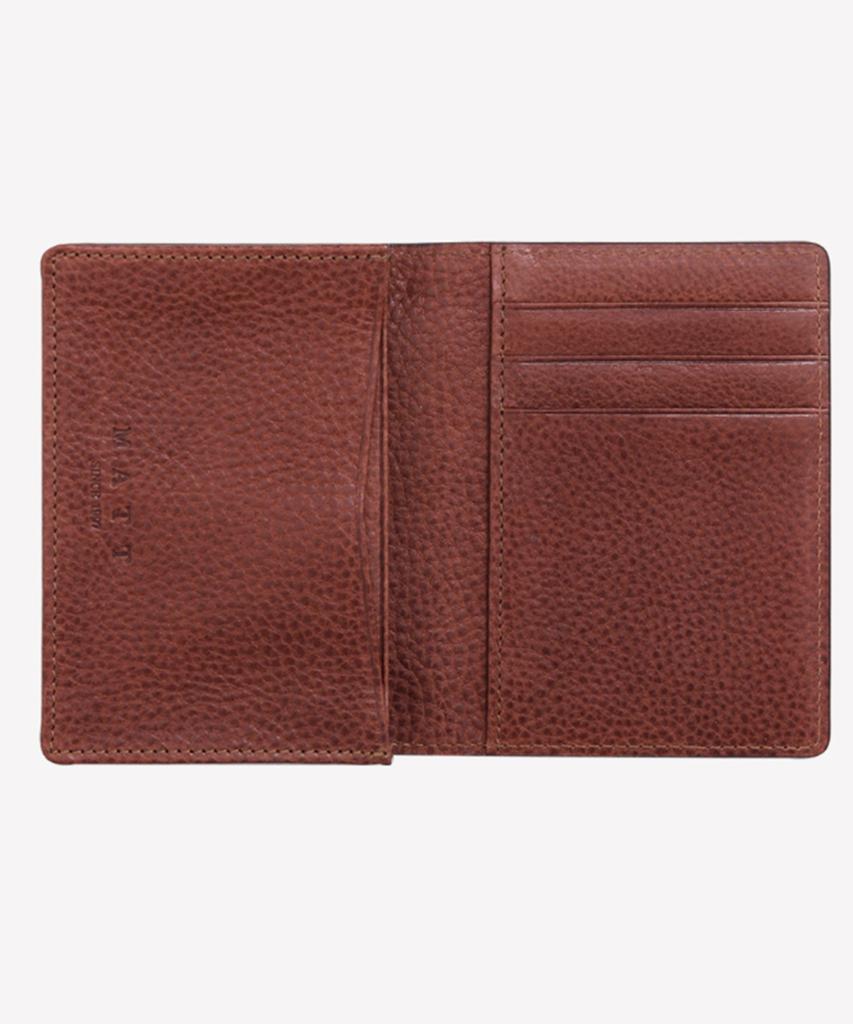 Matt Alpha Sand Italian Cowhide Business Card Holder Two-Tone Dark Brown