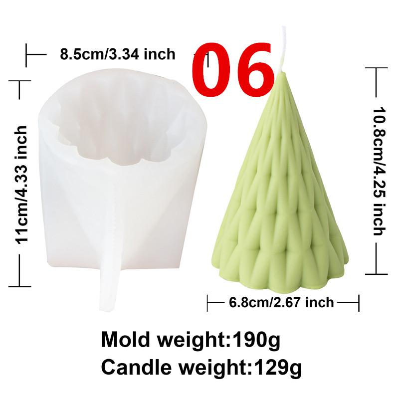 Geometrischer Weihnachtsbaum Silikon Kerzenform Gedrehte Welle Geometrische Form Gips Kerzenherstellung Weihnachten Heimdekoration