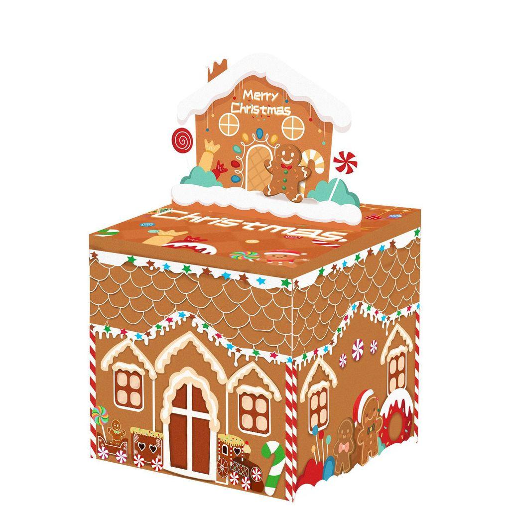 Gingerbread Man Pattern Christmas Theme Holiday Decor Paper Gift Box Money Box