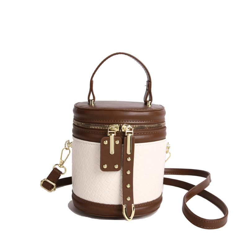 2025 new trendy contrast bucket bag niche design crossbody mobile phone bag fashionable high-end handbag shoulder bag for women