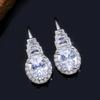 Style Round Cubic Zirconia Drop Earrings Classic Design Wedding Engagement Gift for Women Exquisite Earrings