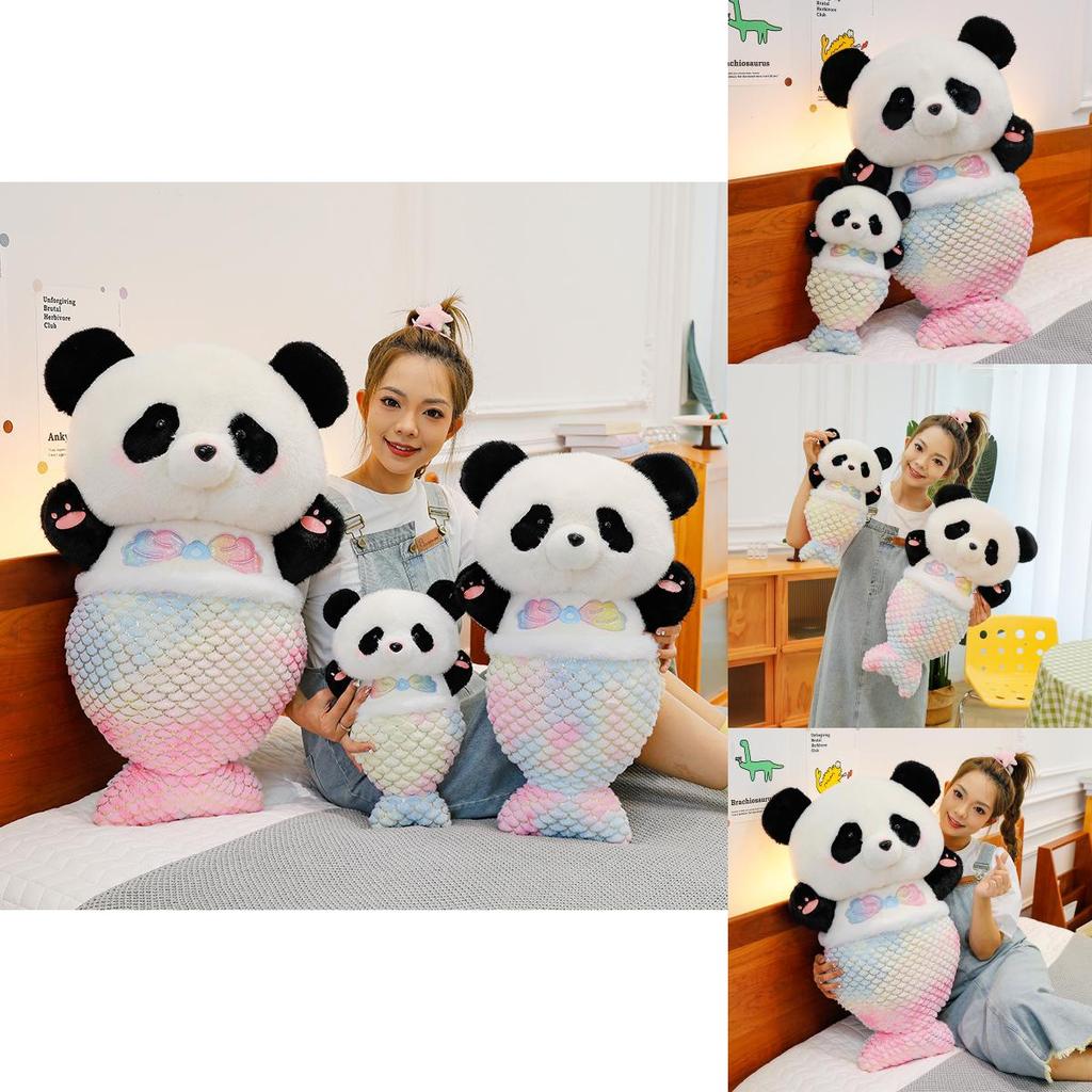 Adorable Panda Mermaid Plush Toy With Soft Short Plush Material For Kids 40cm 60cm 80cm