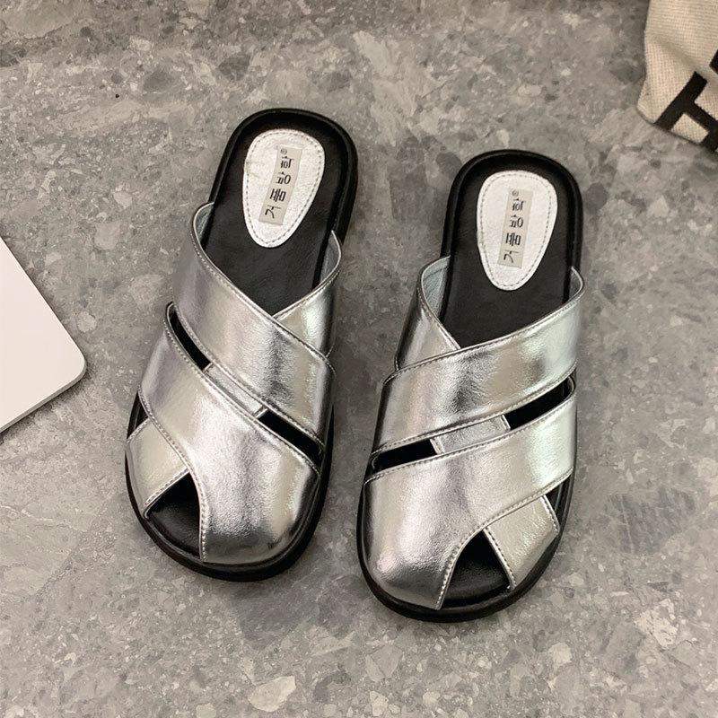 Pedal Women's Summer Half Slippers 2025 New Pregnant Women Wear French Flat Bottom One JX Bag Head Lazy Premium Slippers