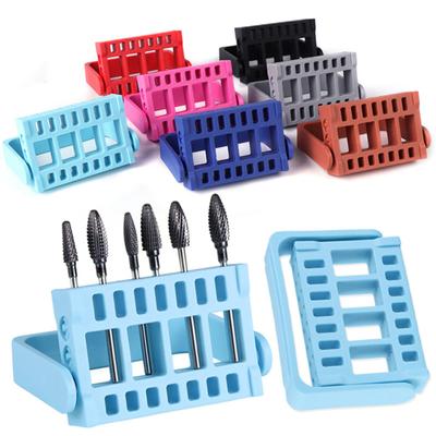 16 Holes Nail Drill Bit Tool Box Holder Grinding Head Display Rack Storage Stand