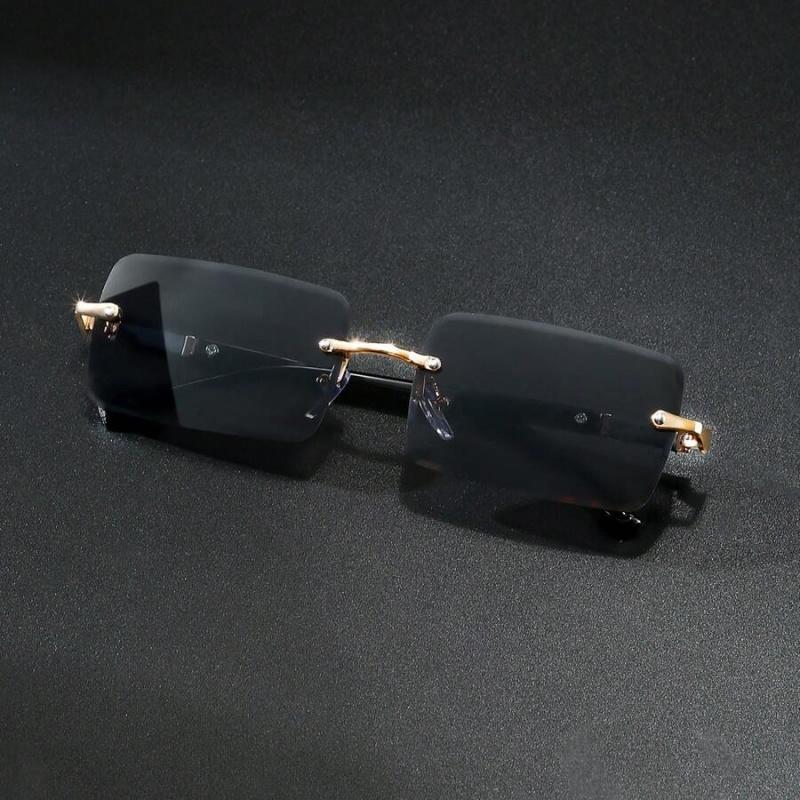 Rimless Sunglasses Rectangle Women Men Shades Small Square Sun Glasses For Female Male Beach Vacation Travel  Eyewear