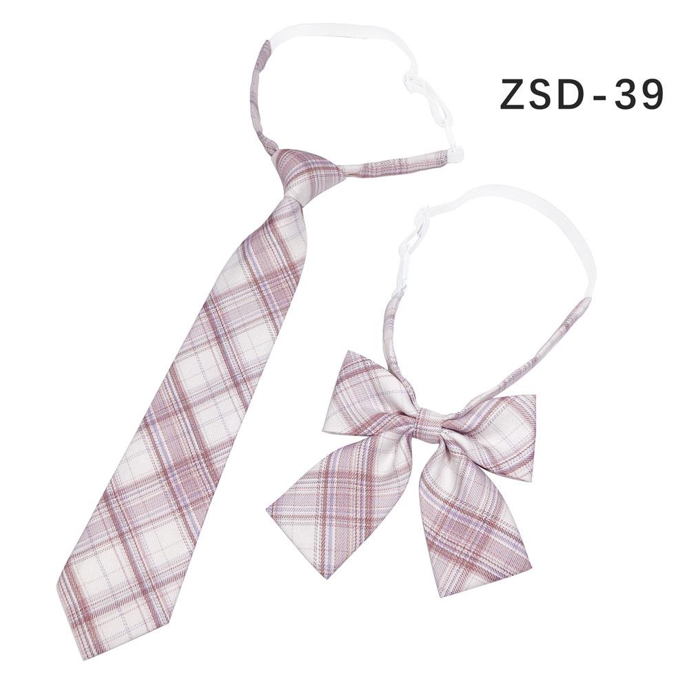 Unisex JK Collar Plaid Bowknot Flower Set - Polyester Cotton Student Uniform Accessory