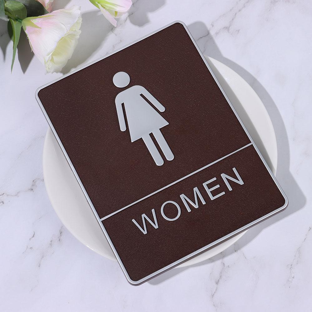 Plate Bathroom Restroom Loo Imitation Leather Toilet Signs Stickers Man&Woman Marker WC Door Plaque