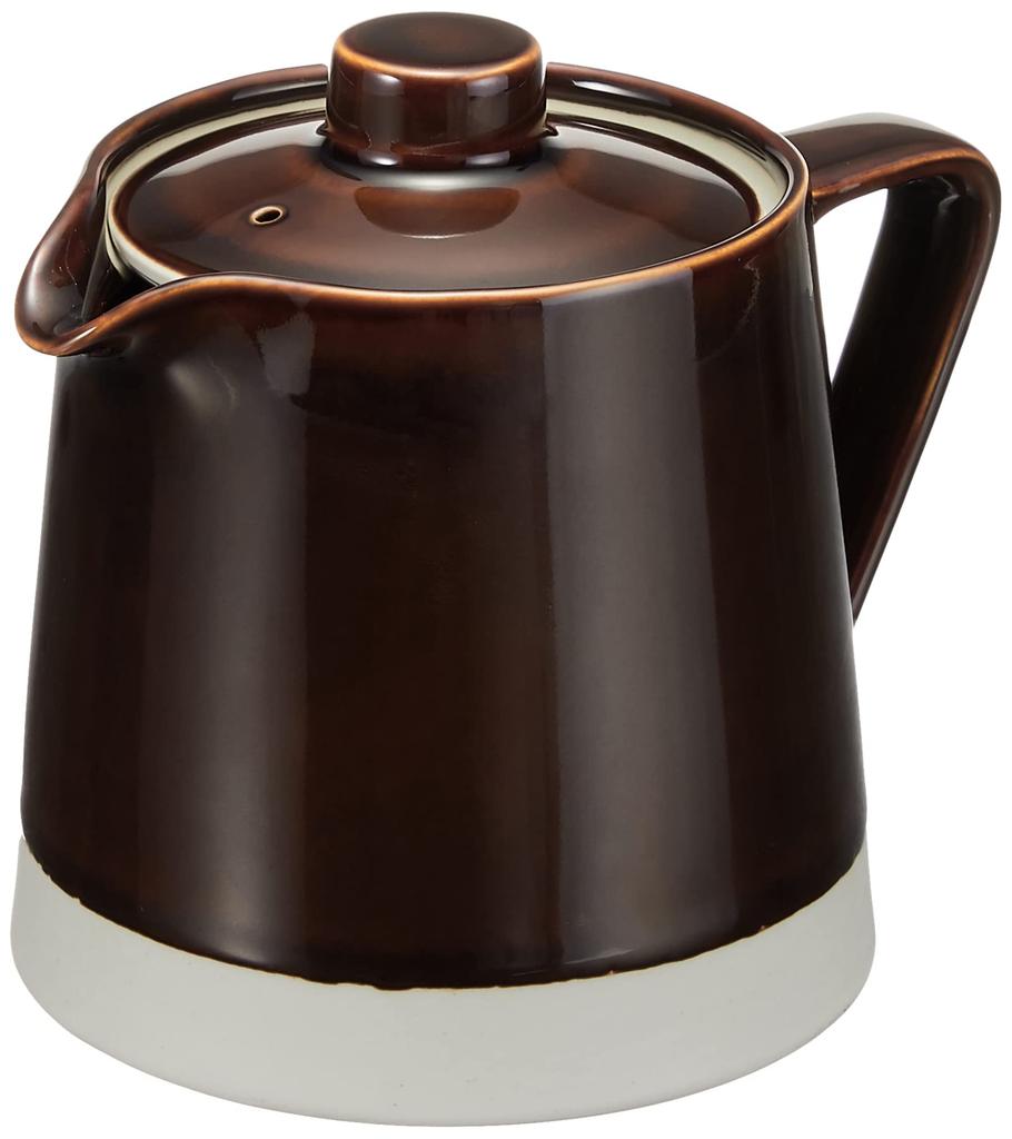 Hasami Ware Teapot with Stainless Steel Tea Strainer Candy Glaze Stylish Made In Black Tea Product Number 19586 "essence" Set, 500ml, Brown, Plain,