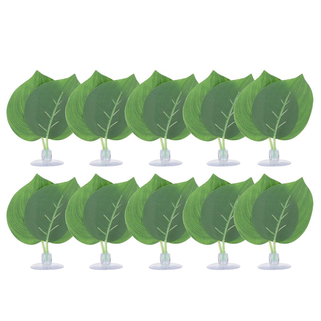 10pcs Simulation Green Leaves for Aquarium Fish Tank Reptile Feeder Box Decoration