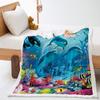 Blanket Marine Life Dolphin Lamb Fleece Crystal Fleece Blanket