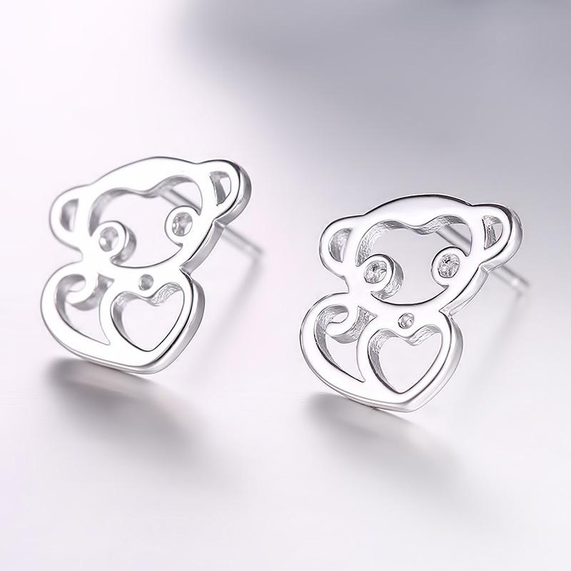 Cute Stud Earrings Female Hollow Inlaid Zodiac Monkey Silver-plated Stud Earrings Personalized Zodiac Stud Earrings, Love Earrings