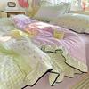 Kapok wrinkled double-layer yarn ruffle leaf edge summer quilt four-piece set washing machine washing air conditioner quilt