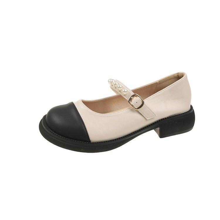 Mary Jane Women's Shoes Summer Shoes Fashionable and Comfortable Loafers Pearl College Style Flat Single Shoes