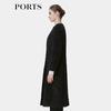 PORTS Women's Black Long Sleeve Wool Blend Coat