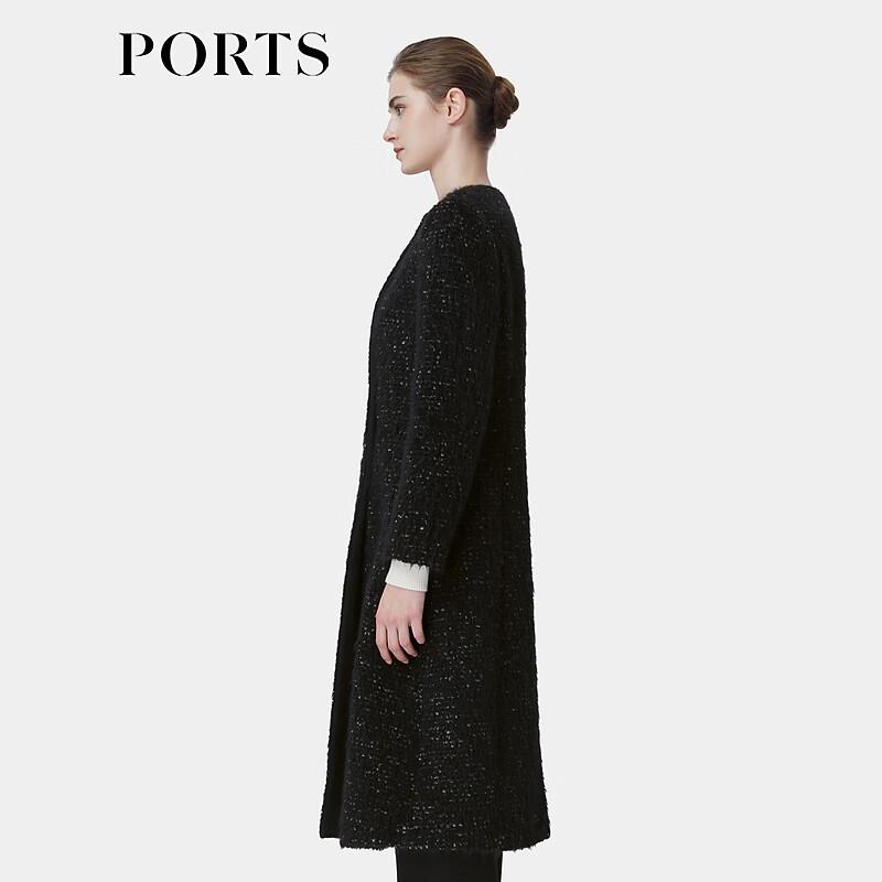 PORTS Women's Black Long Sleeve Wool Blend Coat