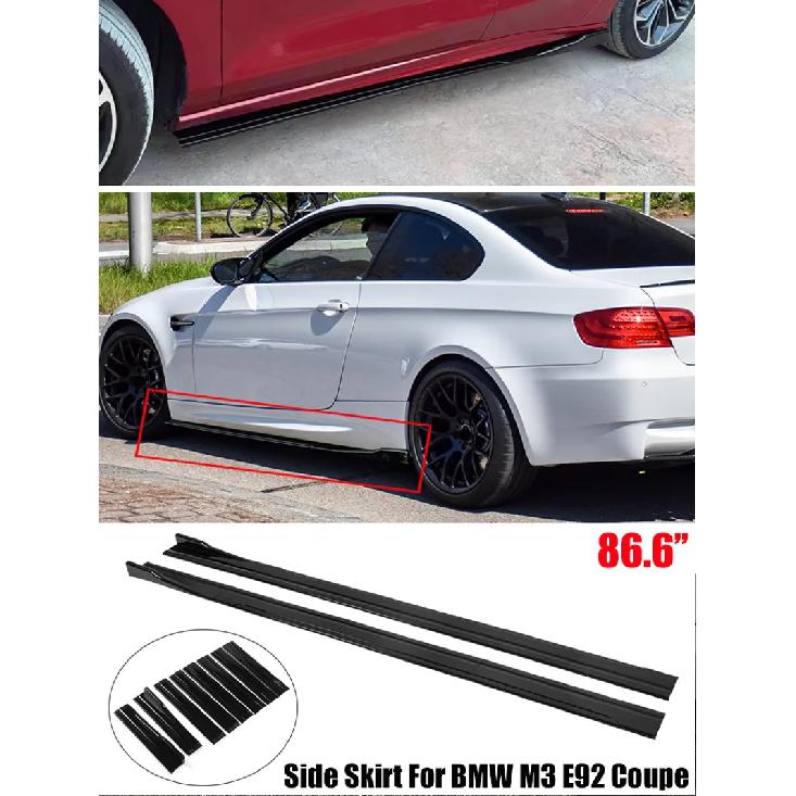 For BMW Accessories 3 Series M3 E92 328i 335i Coupe Car Side Skirts Extensions Rocker Panels Lip 8Pcs 86.6inch/2.2M Gloss Black