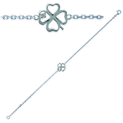 [G7808] - Silver Bracelet 'Clover' Silver White (rhodium-plated) - 10x10 Mm