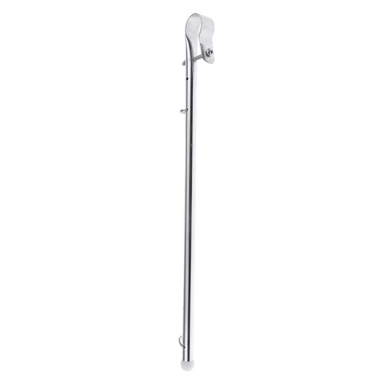 Stainless Steel Marine Yacht Kayaking Diving 16'' Rail Mount Flag Pole - Silver Surface polishing glossy and lustrous
