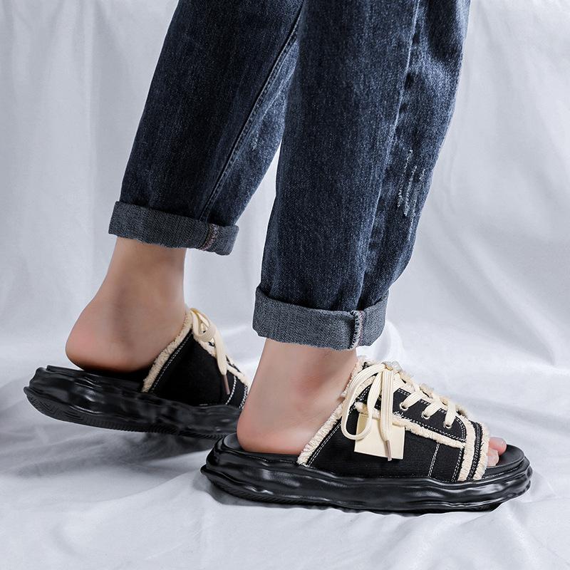 Tassel slippers men's summer wear trendy brand one-word drag versatile height increase non-slip design sandals 4888-R