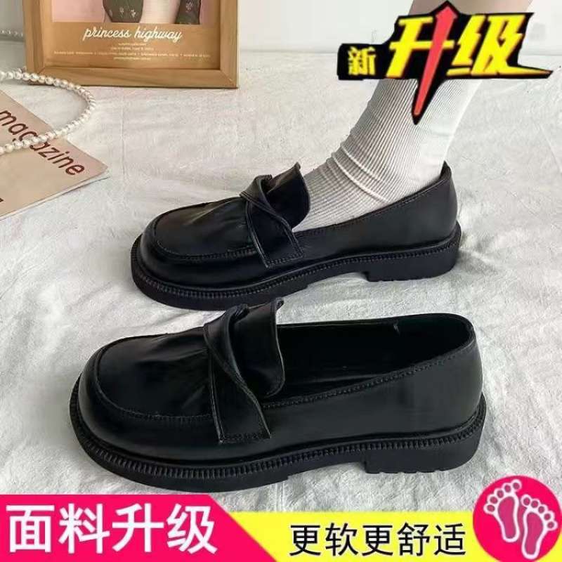 35-43 Large size women's shoes 41 Wide feet Fat feet Mary Jane single shoes Autumn British style black small leather shoes Loafers 42