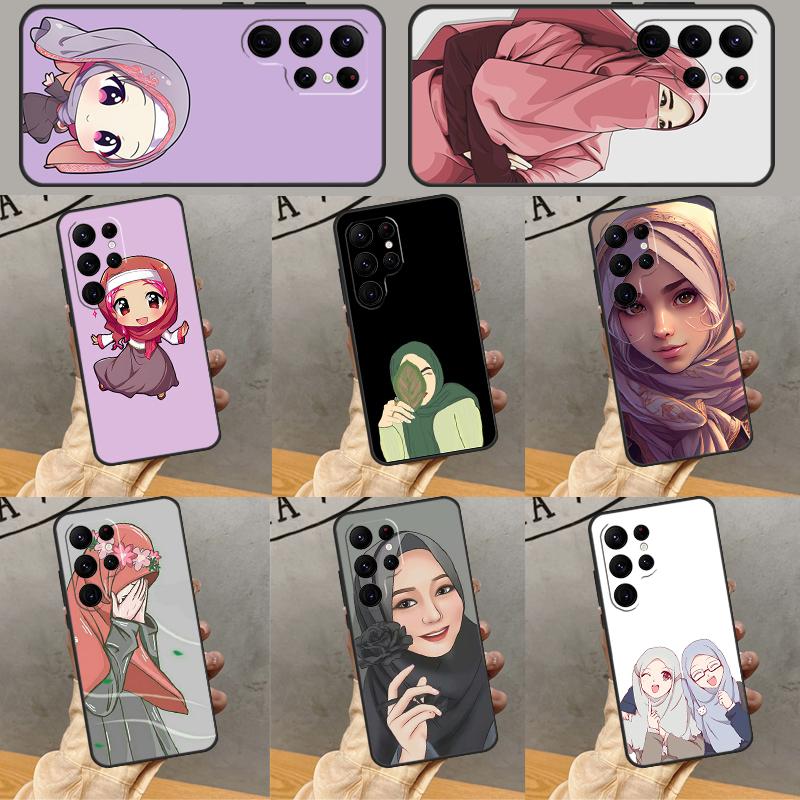 Muslim Arabic Hijab Girl Phone Case For Samsung Galaxy S25 Ultra S23 S22 S21 Ultra S9 S10 S20 Plus S24 FE Funda Cover
