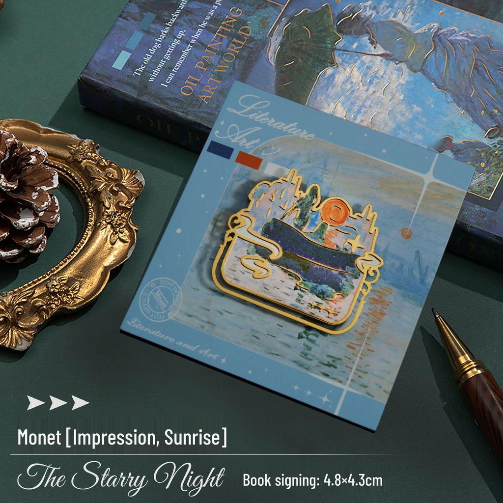 Elegant Metal Bookmark Set: Oil Painting-Inspired New Year Gift Box for Students.