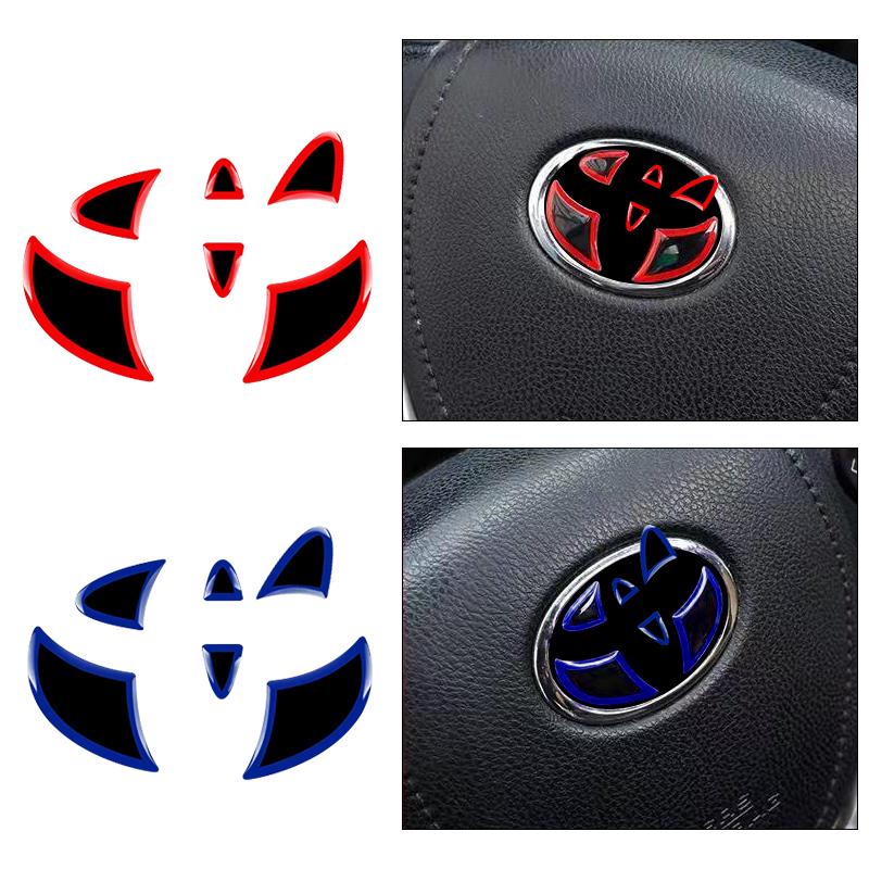 1X For Toyota Camry Corolla Crown Auris C-HR Protective Decoration Car Steering Wheel Front Rear Emblem Badge Logo Sticker OO8